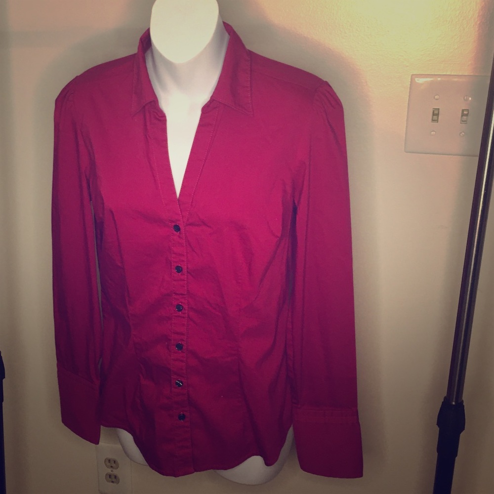 Deep Pink Express Design Studio Button Down Blouse
